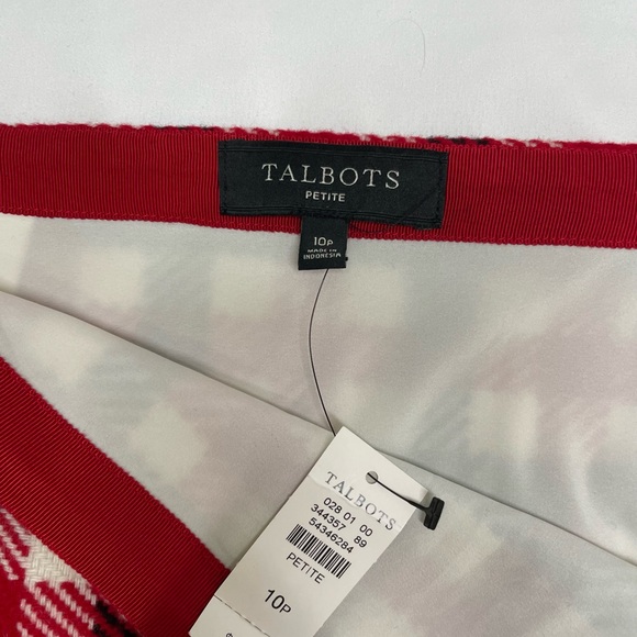Talbots Red Black White Plaid Mini Skirt NWT - Picture 4 of 8